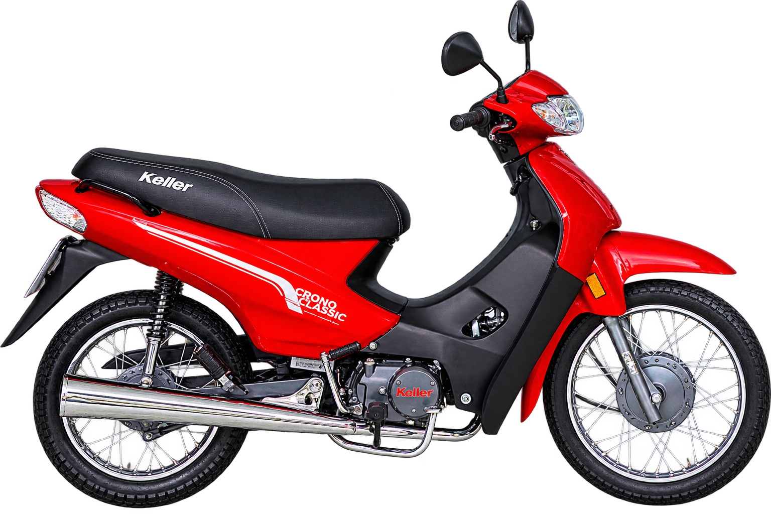 Moto Keller 110 roja seleccionada de la imagen proporcionada